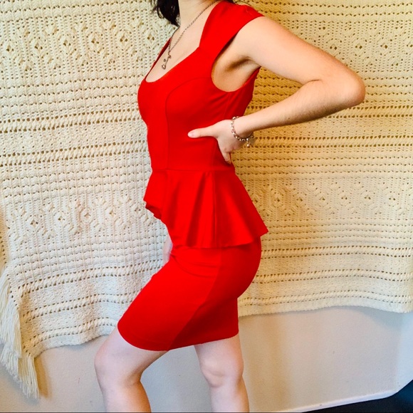 Red Peplum Dress by Bebe ❣️ - Picture 4 of 7